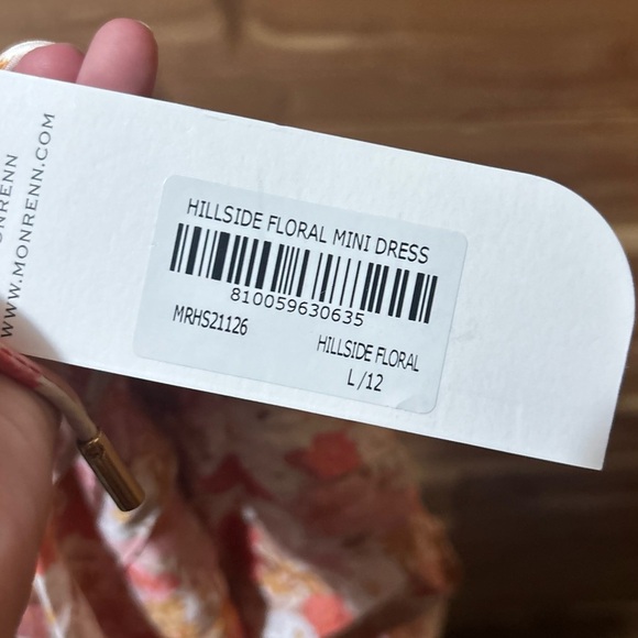 NWT MON RENN Hillside Floral Mini Dress Strappy Pink Size Large/12 - Picture 2 of 6